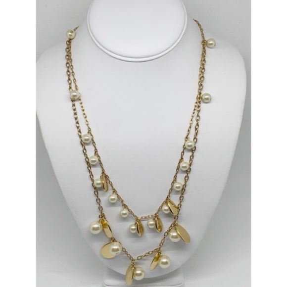 J.Crew Double Strand Necklace w/Teardrops & Pearls - Picture 2 of 8